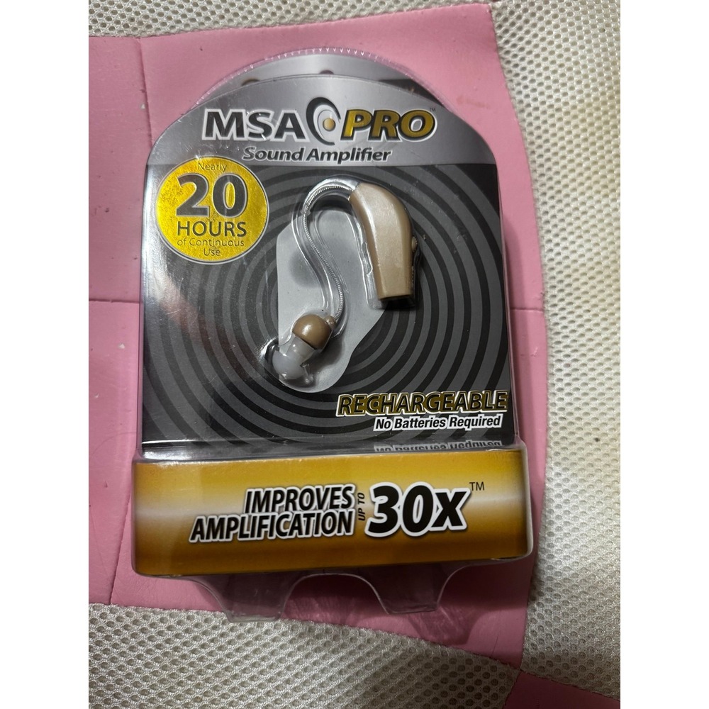MSA Pro Rechargeable Sound Amplifier Behind the Ear Hearing Aid Device Beige